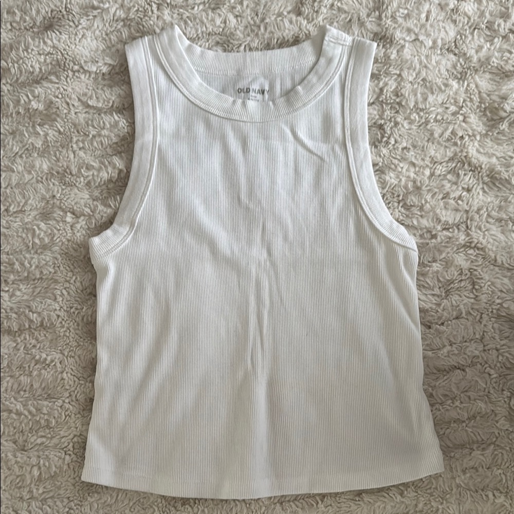 Old Navy White Ribbed Tank Top
